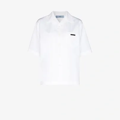 Prada Logo-patch Short-sleeve Shirt In White