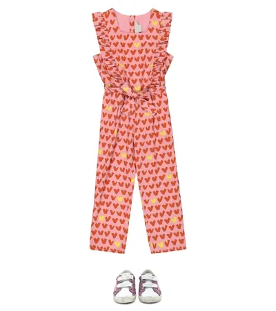 Stella Mccartney Teen Ruffled Heart-stripe Jumpsuit In Pink