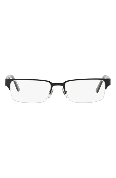 Versace 53mm Rectangle Optical Glasses In Matte Black