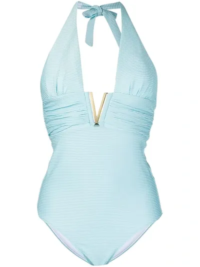 Heidi Klein Marseille Halterneck Swimsuit In Blue