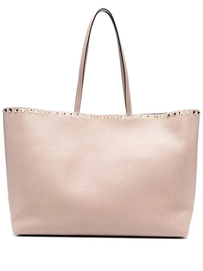 Valentino Garavani Rockstud Leather Tote Bag In Pink