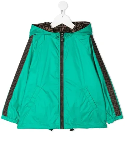 Fendi Kids' Reversible Ff-print Jacket In Green