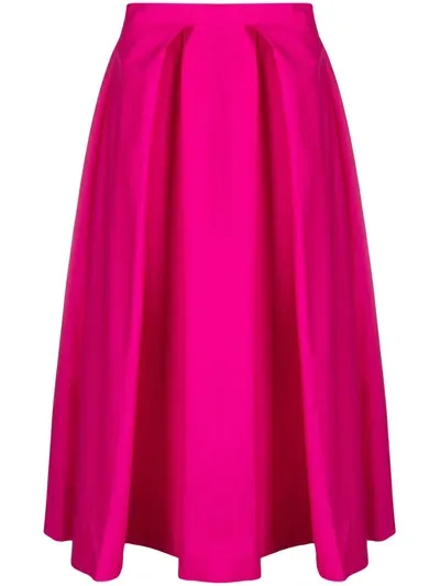 Marni Pleated Cotton Poplin Midi Skirt In Fuchsia