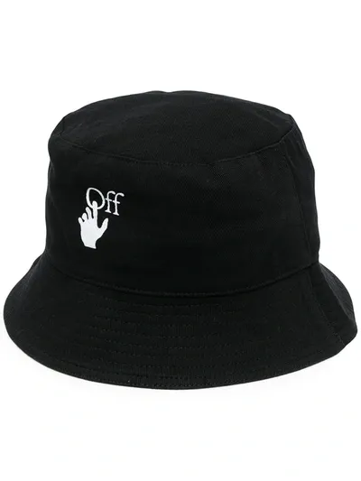 Off-white Logo-embroidered Bucket Hat In Black