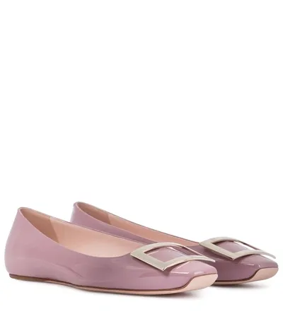 Roger Vivier Trompette Patent Leather Ballet Flats In Rose