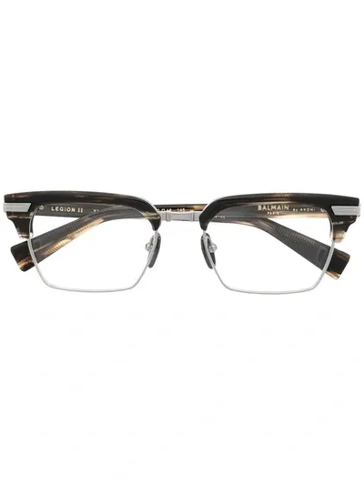 Balmain Eyewear Legion Ii Rectangle-frame Glasses In Brown