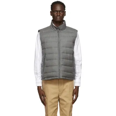 Thom Browne Grey Down Super 120s Funnel Neck Vest