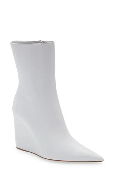 Amina Muaddi Pernille Leather Wedge Ankle Boots In White