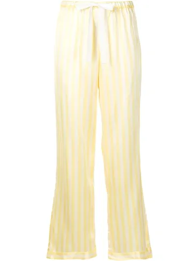 Morgan Lane Chantal Popcorn Striped Silk Pajama Pants In Yellow