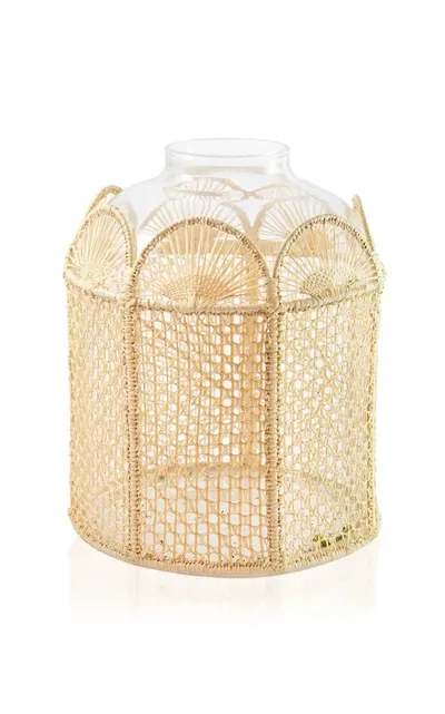 Moda Domus Raffia-lined Glass Vase In Neutral