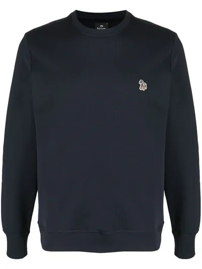 Paul Smith Embroidered Zebra Crew Neck Sweatshirt In 49 Very Dark Navy