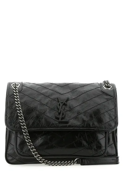 Saint Laurent Niki Monogram Ysl Large Flap Shoulder Bag In Black