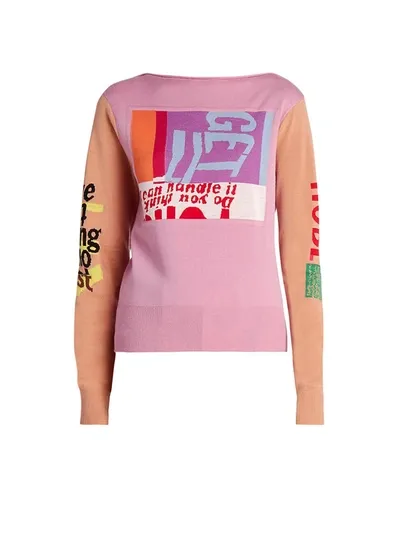 Chloé Intarsia-knit Colour-block Jumper In Pink Sorbet