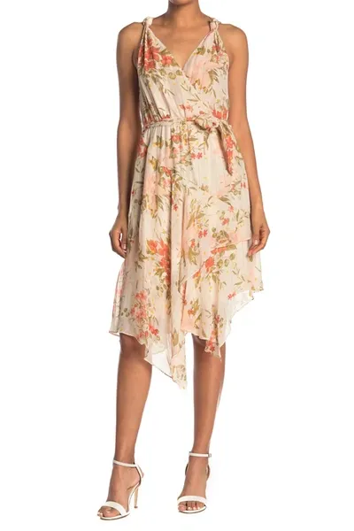 Joie Pharrah Wrap-effect Metallic Floral-print Silk-blend Chiffon Dress In Pearl