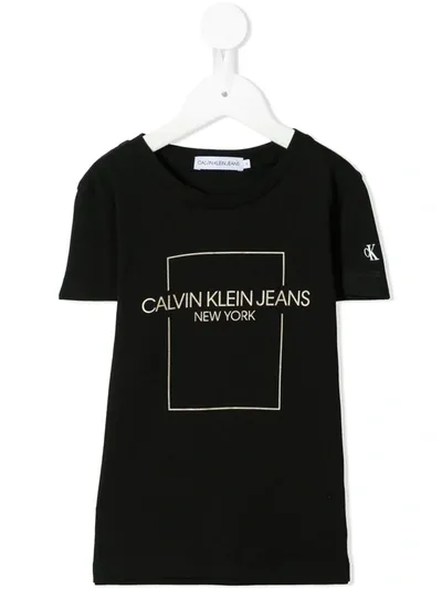 Calvin Klein Kids' Logo-print T-shirt In Black