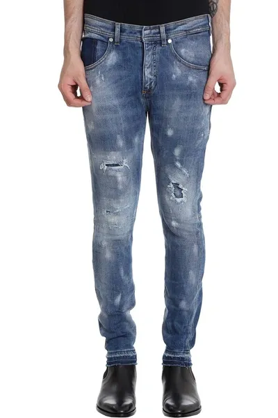 Neil Barrett Washed-effect Skinny Jeans In Blue