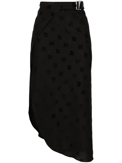 Misbhv Monogram Embroidered Midi Skirt In Black