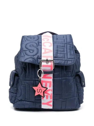 Stella Mccartney Kids' Logo-quilted Backpack In Blue