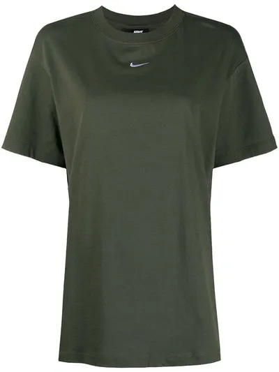 Nike Logo-embroidered Cotton T-shirt In Green