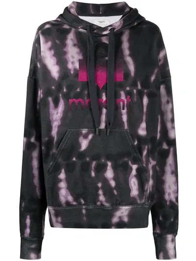 Isabel Marant Étoile Tie-dye Logo Print Hoodie In Black