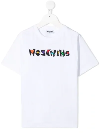 Moschino Kids' Logo-embroidered T-shirt In White