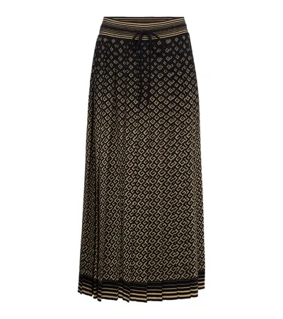 Gucci Intarsia-knit Logo-pattern Midi Skirt In Black