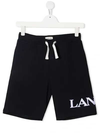 Lanvin Enfant Teen Logo Print Track Shorts In Blue