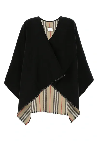 Burberry Black Wool Cape  Nd  Donna Tu