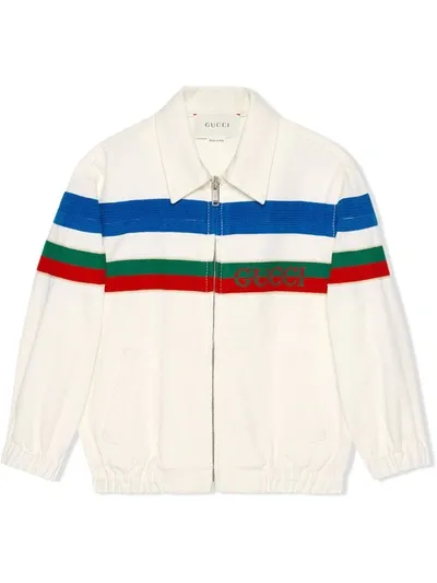 Gucci Kids' Striped Blouson Jacket In White