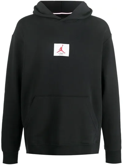 Nike Air Jordan Logo-patch Hoodie In Black