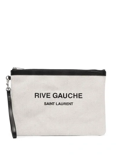 Saint Laurent Logo-print Clutch In White