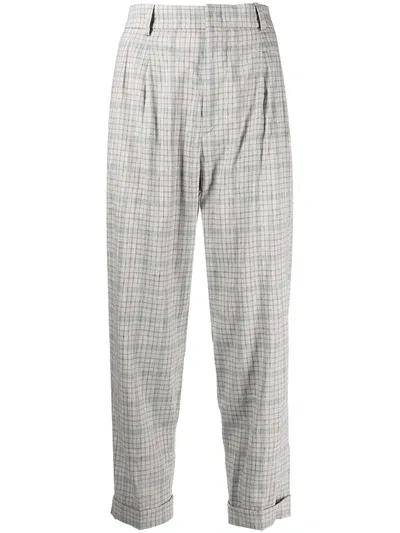 Isabel Marant Étoile Checked Cropped Trousers In Grey