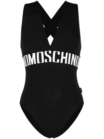 Moschino Logo-print Swimsuit In Black