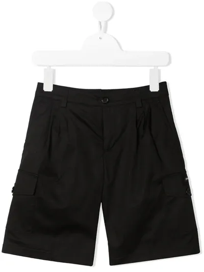 Dolce & Gabbana Kids' Logo Patch Cargo Shorts In Black