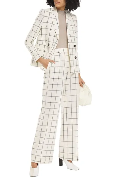 Ps By Paul Smith Checked Wool And Cotton-blend Seersucker Wide-leg Pants In Neutrals