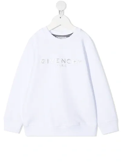 Givenchy Kids' Logo-debossed Crew-neck Sweatshirt In White