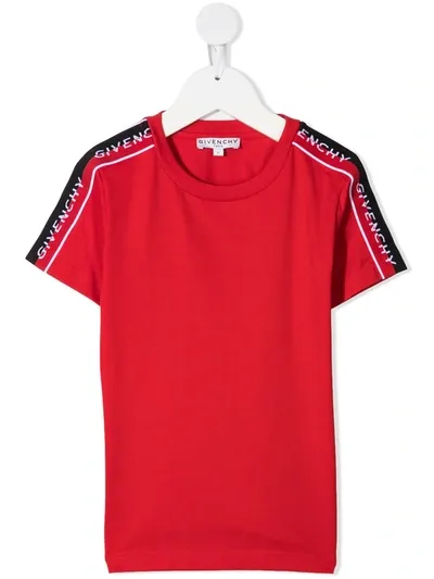 Givenchy Kids' Logo-tape Cotton T-shirt In Rosso