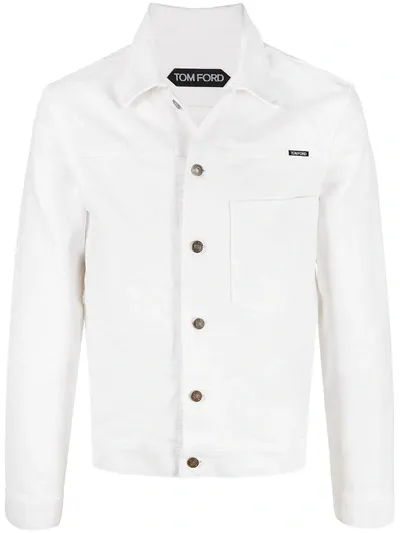 Tom Ford Logo Patch Denim Jacket In White