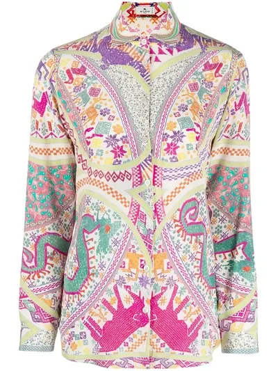 Etro Floral Print Shirt In White