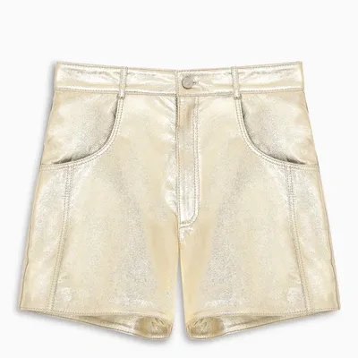 Manokhi Gold-tone Leather Shorts In Metal