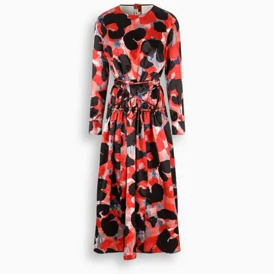 Marni Abstract Animalier-print Chintz Dress In Red