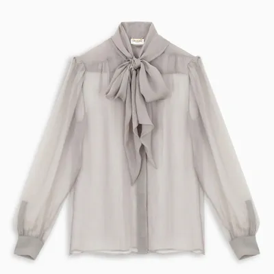 Saint Laurent Grey Semi-sheer Effect Blouse