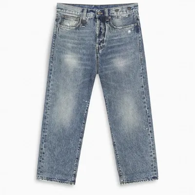 R13 Bleached Cropped Jeans In Blue