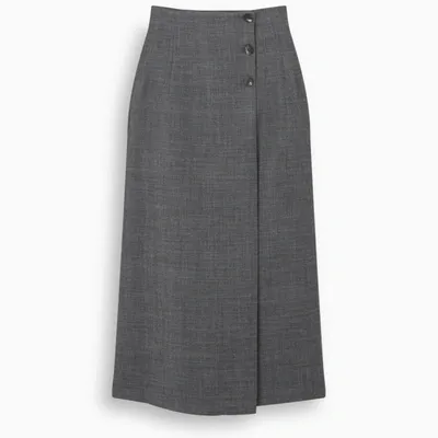 Le 17 Septembre Wrap-effect Woven Midi Skirt In Grey