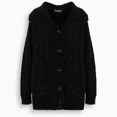 Dolce & Gabbana Wool And Lurex Oversized Cardigan In Black