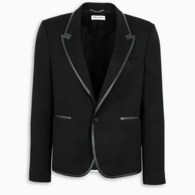 Saint Laurent Contrast Trim Blazer In Black