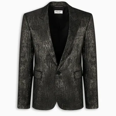 Saint Laurent Black And Golden Metalized Blazer