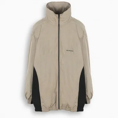 Balenciaga Colour Block Anorak In Beige