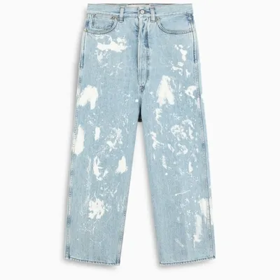 Golden Goose Bleached Effect Loose Fit Jeans In Light Blue