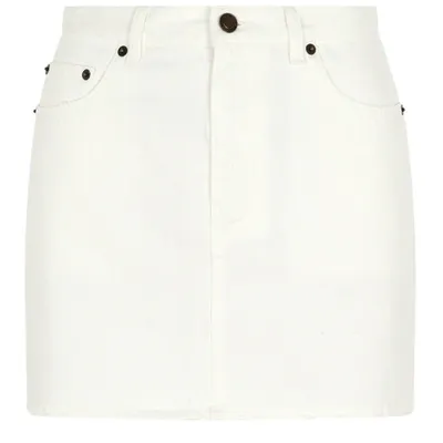 Saint Laurent White Stonewash Cotton Mini Skirt